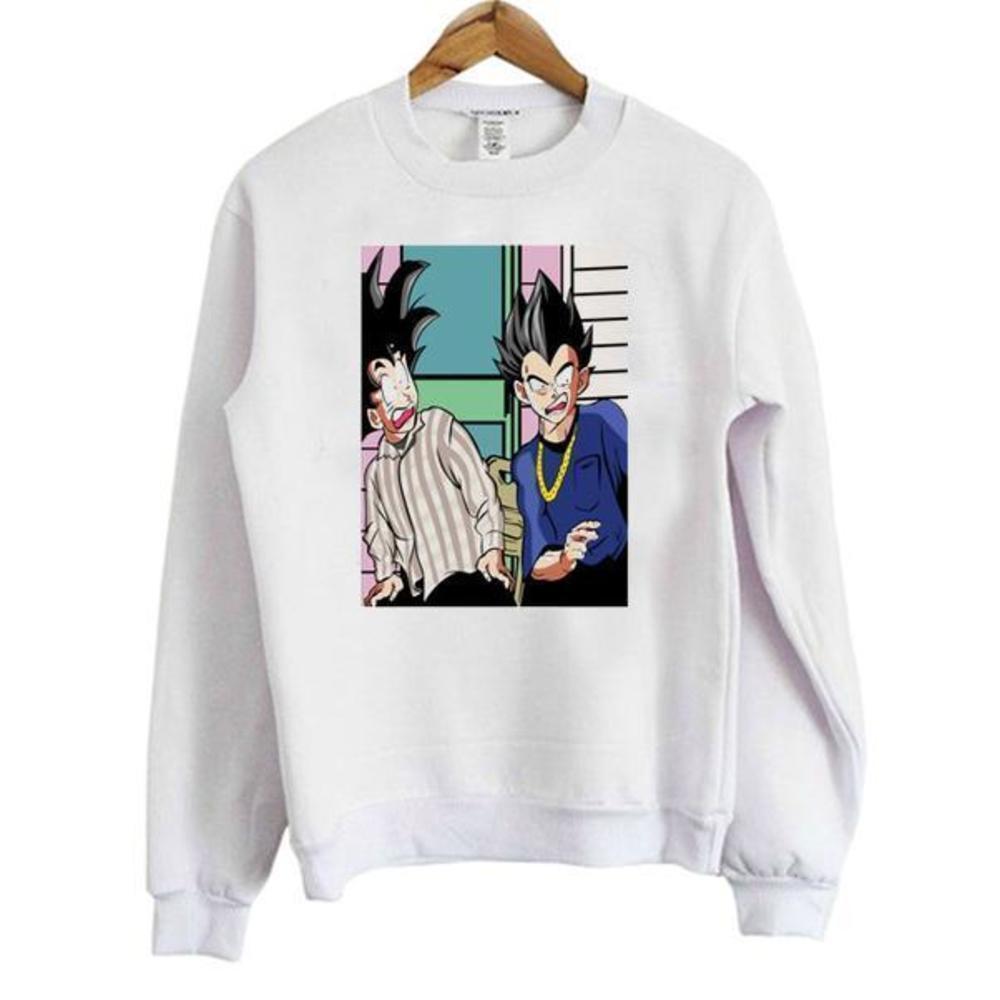 Vegeta And Goku Anime Graphic Dragon Battle Cool Streetwear Cozy Fan Sweatshirt